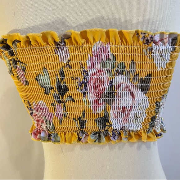 Yellow Ruffle Bandeau Swim Top or casual top - Picture 3 of 4